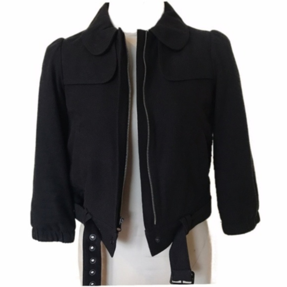 Gap Black Peter Pan Collar Cropped Bomber Jacket